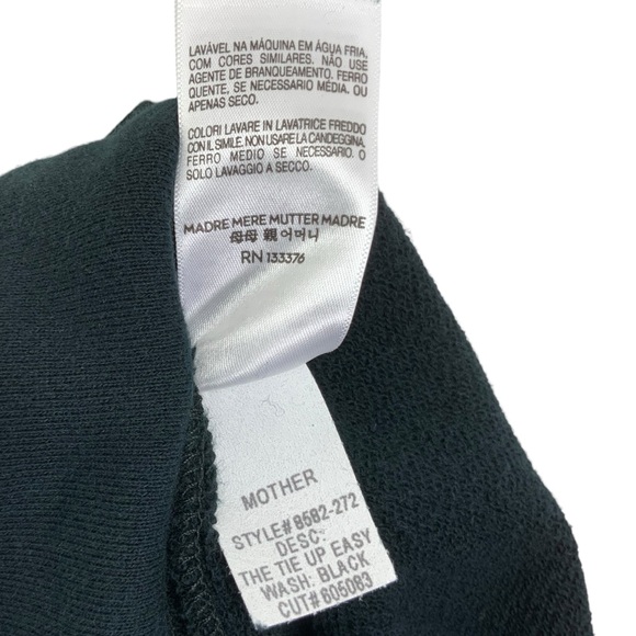 MOTHER The Tie Up Easy Sweatshirt Shoe Lace Top Black Size Large B24 - Picture 10 of 12